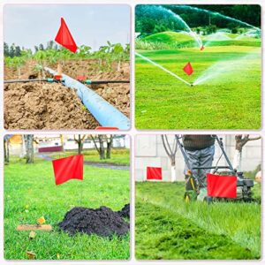 50 Pack Marking Flags Marker Flags for Lawn, IKAYAS 4 * 5 Inch Red PVC Small Yard Flags Yard Marking Flags on 15 inch Steel Wire, Lawn Flags, Yard Flags, Garden Flags