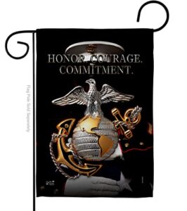 honor courage commitment garden flag – armed forces marine corps usmc semper fi united state american military veteran retire official – house banner small yard gift double-sided 13 x 18.5
