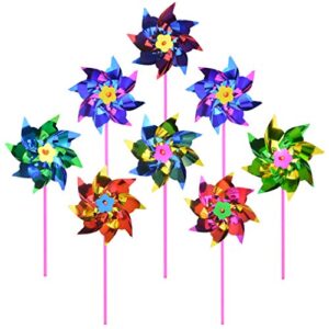 plastic rainbow pinwheel,windmill party pinwheels diy pinwheels set for kids toy garden lawn party decor (100)