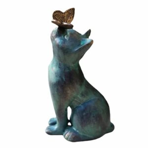 eatingbiting home garden statue butterfly stuck on cat nose sculpture ornament decorative figurine fairy art yard décor statue for patio lawn, home office ornaments housewarming gifts