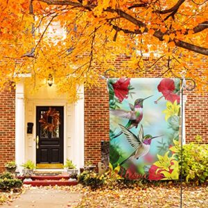 Hummingbird Garden Flags, Flower Garden Spring Yard Flags 12 X 18 Double Sided Polyester Welcome House Flag Banners For Decorative Garden Flags Spring