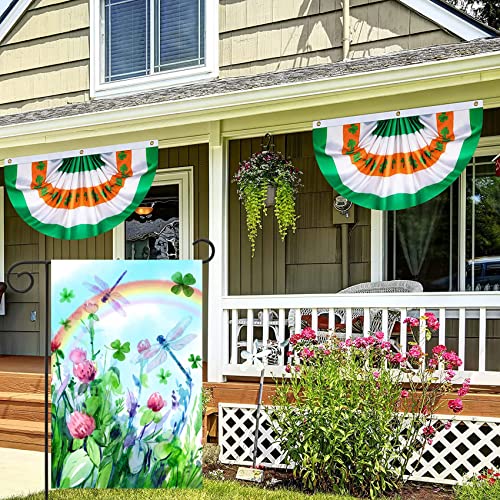 Texupday Clover Shamrock Floral Rainbow Dragonfly Decoration St.Patrick's Day Spring Vertical Garden Flag Farmhouse Holiday Party Outdoor Yard Banner 12" x 18"