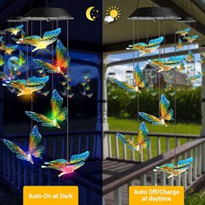 Toodour Solar Wind Chime Outdoor, Color Changing Wind Chimes Butterfly, LED Decorative Mobile, Waterproof Outdoor Decorative Lights for Patio, Balcony, Bedroom, Party, Yard, Window, Garden