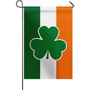 chees d zone happy st. patrick’s day holiday house flags for outdoor yard porch, weather resistant welcome fall spring garden flag seasonal home decoration irish flag print clover leaf 12x18inch