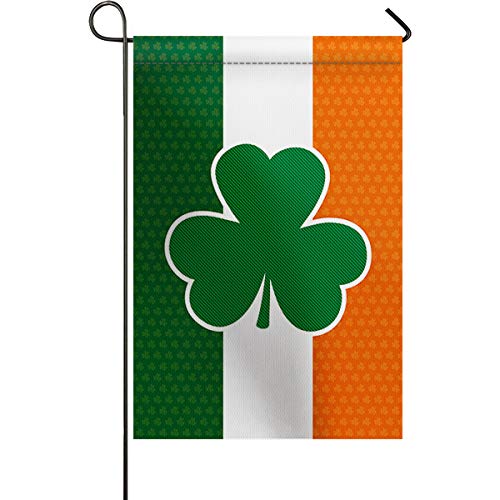 Chees D Zone Happy St. Patrick's Day Holiday House Flags for Outdoor Yard Porch, Weather Resistant Welcome Fall Spring Garden Flag Seasonal Home Decoration Irish Flag Print Clover Leaf 12x18inch