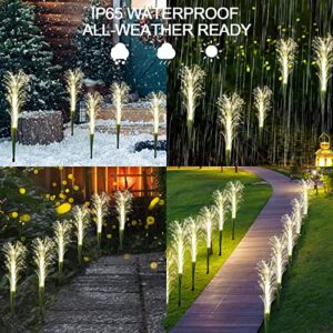 AOLIY Solar Garden Flower Lights, 2 Pack Reed Outdoor LED Waterproof Garden Stake Lights Path Decorative for Patio Yard Pathway Landscape Enlarged Solar Panel.(Warm White)