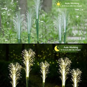AOLIY Solar Garden Flower Lights, 2 Pack Reed Outdoor LED Waterproof Garden Stake Lights Path Decorative for Patio Yard Pathway Landscape Enlarged Solar Panel.(Warm White)