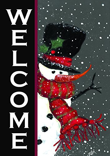 Toland Home Garden 100563 Snowman Welcome Winter Flag 28x40 Inch Double Sided Winter Garden Flag for Outdoor House Flag Yard Decoration