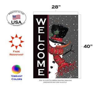 Toland Home Garden 100563 Snowman Welcome Winter Flag 28x40 Inch Double Sided Winter Garden Flag for Outdoor House Flag Yard Decoration