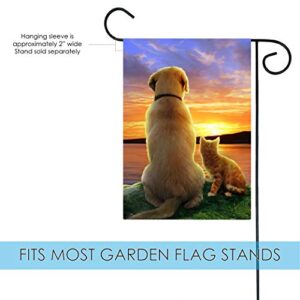 Toland Home Garden 1112153 Sunset Pals Cat Flag 12x18 Inch Double Sided Cat Garden Flag for Outdoor House Dog Flag Yard Decoration