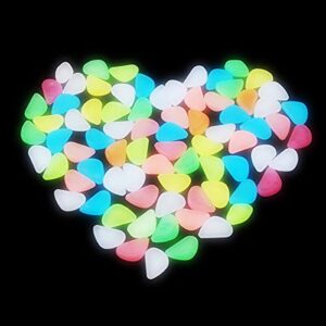 Glow in The Dark Rocks - 200pcs Luminous Stone Glow Pebbles for Garden, Fish Tank, Aquariums, Decorations for Walkways, Houseplants Powered by Light and Solar