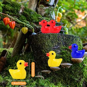 100 Pcs Mini Resin Duck, Miniature Tiny Ducks Micro Fairy Garden Landscape Aquarium Dollhouse Ornament for Potted Plants Decoration, DIY Slime, Home Decorations, Christmas Accessories(5 Colors)