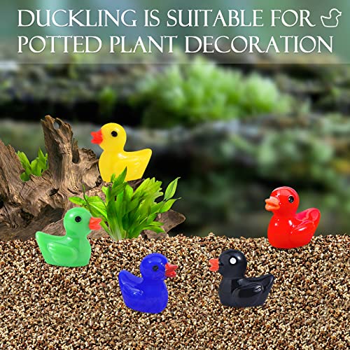 100 Pcs Mini Resin Duck, Miniature Tiny Ducks Micro Fairy Garden Landscape Aquarium Dollhouse Ornament for Potted Plants Decoration, DIY Slime, Home Decorations, Christmas Accessories(5 Colors)