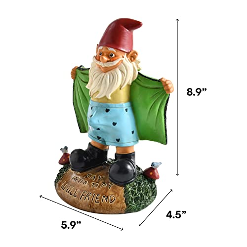 Noa Store Funny Naughty Garden Gnome Statue | Outdoor Decor | Fall Winter Halloween Christmas Decorations for Yard Art , Patio, Lawin, Doorsteps, Housewarming Garden Gift - 9.5 Inches