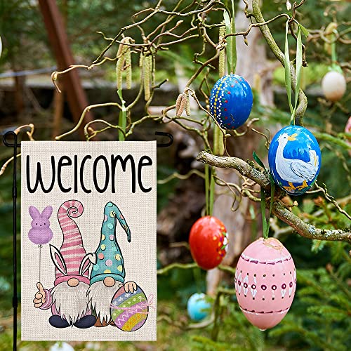 CROWNED BEAUTY Easter Garden Flag 12×18 Inch Double Sided Small Welcome Gnomes Egg Outside Vertical Holiday Yard Flag