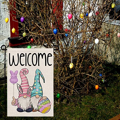 CROWNED BEAUTY Easter Garden Flag 12×18 Inch Double Sided Small Welcome Gnomes Egg Outside Vertical Holiday Yard Flag