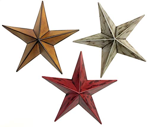 Bellaa 22052 Metal Stars Wall Decor 12 inch Set of 3 Celtic Patio Garden Outdoor