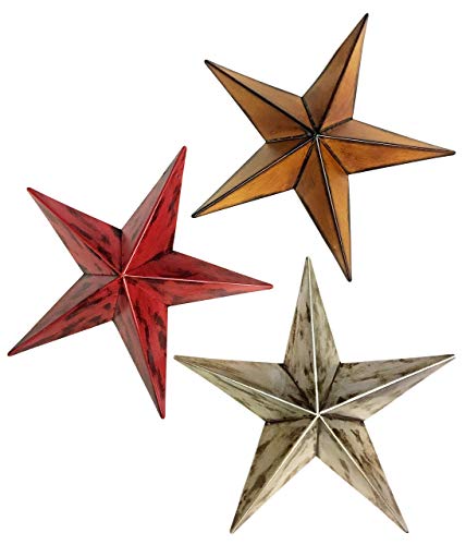 Bellaa 22052 Metal Stars Wall Decor 12 inch Set of 3 Celtic Patio Garden Outdoor