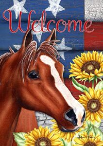 toland home garden 1112217 sunflower horse patriotic flag 12×18 inch double sided patriotic garden flag for outdoor house flower horse flag yard decoration