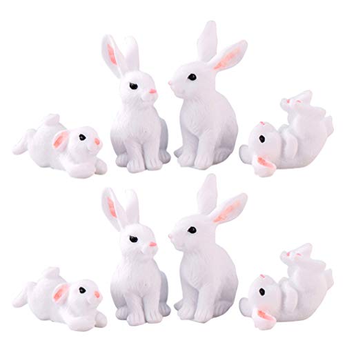 Amosfun Miniature Resin Rabbit Figurines Fairy Garde Miniature Ornament Moss Landscape DIY Crafts Plant Pots Figurine for Garden Easter Decor 12pcs (Random Style)