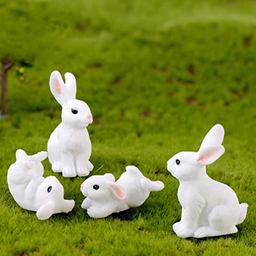 Amosfun Miniature Resin Rabbit Figurines Fairy Garde Miniature Ornament Moss Landscape DIY Crafts Plant Pots Figurine for Garden Easter Decor 12pcs (Random Style)