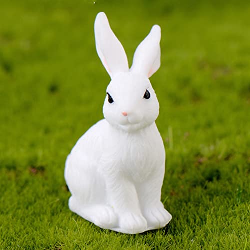 Amosfun Miniature Resin Rabbit Figurines Fairy Garde Miniature Ornament Moss Landscape DIY Crafts Plant Pots Figurine for Garden Easter Decor 12pcs (Random Style)