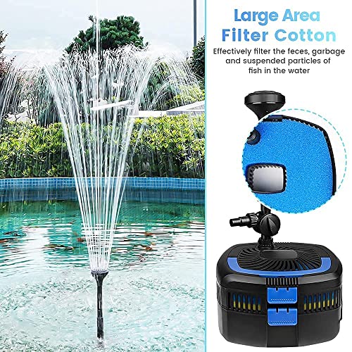 ANBULL Pond Filter Pump 950GPH, 110V/37W Fountain Submersible Water Pump can Adjust Water Flow, High Efficiency Filter Water Pump for Clearing Pond Garden Waterfall Fish Tank Aquarium