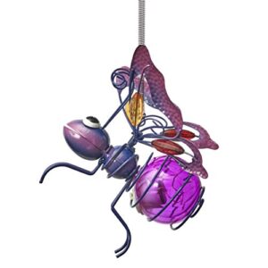the lakeside collection hanging flying-look solar bug decoration for outdoors – purple butterfly