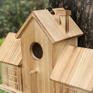 STARSWR Bird Houses for Outside,Outdoor 3 Hole Bird House Room for 3 Bird Families Bluebird Finch Cardinals Hanging Birdhouse for Garden