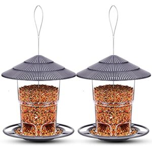 ewonlife bird feeders, bird feeder for outside outdoors hanging, squirrel proof, easy clean and fill, adjustable feeder with sturdy wire and roof, plastic, for garden, backyard, terrace(25 oz/pack)