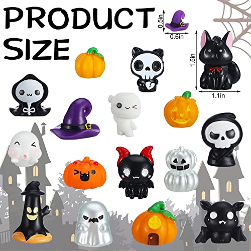 30 Pcs Halloween Fairy Garden Set Miniature Mini Resin Pumpkin Ghost Ornaments Halloween Garden Decoration for Halloween Party Favors Bag Fillers Outdoor Home Garden Decoration