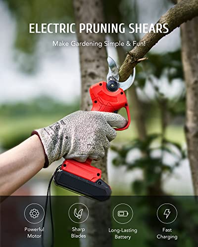 TERRADISE Cordless Electric Pruning Shears, Battery Operated Pruning Shears with 2 Rechargeable Lithium Batteries for Gardening, Professional Tree Branch Pruner, 1.2 Inch (30 mm) Cutting Diameter