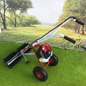 sweeper broom, outdoor hand held broom, handheld sweeper, 2 stroke 43cc 1.7 horsepower engine sweeper for cleaning snow driveway grass lawn garden sweeper cleaner tools