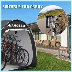 AMOSSO 4 or 5 Bike Shed Tent, Extra Thick 210D Silver Coated Oxford Waterproof & Sunproof, Double Side Opening Portable Storage Sheds Outdoor with Floor for Motorcycle, Bicycle, Garden Tools, Black