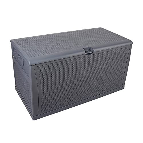 YUFUDE 120 Gallon Patio Stroage Deck Box Waterproof Plastic Outdoor Storage Container for Patio Furniture Cushions,Pool Toys,Garden Tools (Grey)