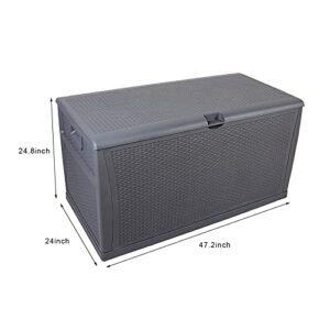 YUFUDE 120 Gallon Patio Stroage Deck Box Waterproof Plastic Outdoor Storage Container for Patio Furniture Cushions,Pool Toys,Garden Tools (Grey)