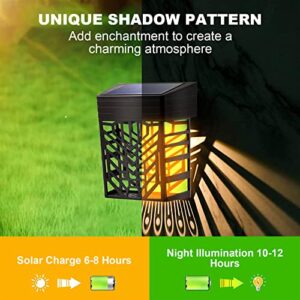OKYUK Deck Lights Solar Powered Waterproof 2 Pack Outdoor Solar Fence Lights Warm White Wireless LED Outdoor Decorations for Patio Garden Fence Wall Backyard