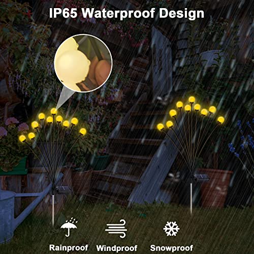 Solar Garden Lights,2 Pack 10LED Solar Powered Firefly Lights,Vibrant Solar Outdoor Lights,Starburst Swaying Lights,Waterproof Firefly Solar Garden Decorative Lights Yard Patio Pathway Decoration