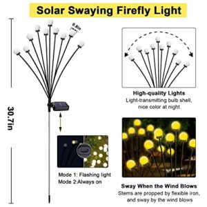 Solar Garden Lights,2 Pack 10LED Solar Powered Firefly Lights,Vibrant Solar Outdoor Lights,Starburst Swaying Lights,Waterproof Firefly Solar Garden Decorative Lights Yard Patio Pathway Decoration