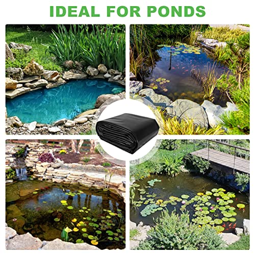 ACTREY 10 x 13 Feet 15.6 Mil HDPE Pond Liner Pond Skins for Fish Pond Liners for Waterfall, Pond and Fish Ponds and Water Gardens