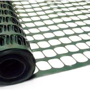 OLDMACDONALD Guardian Warning Barrier, Plastic Mesh Fence, Construction Barrier Netting, Green 4ft x 164ft (1.22m x 50m) (mesh 1.75"x1.75"), Garden Fencing, for Snow, Poultry, Chicken, Garden Netting