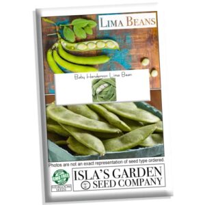 Henderson Baby Lima Bean Seeds for Planting, 30+ Heirloom Seeds Per Packet, (Isla's Garden Seeds), Non GMO Seeds, Botanical Name: Phaseolus lunatus, Great Yields, Excellent Garden Gift