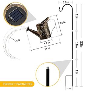 Dynaming 2 Pack Art Light LED Solar Waterfall Watering Can, Outdoor Decorative Garden Light, Retro Waterproof Copper Yard Party Decoration Stake Light for Pathway Lawn Patio Deck Walkway Courtyard