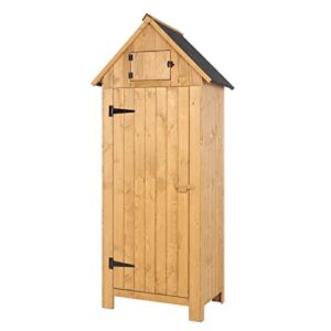 vingli outdoor wooden storage shed, garden shed outside tool cabinet with safety latch, patio storage organizer with large capacity for garden yard lawn equipment