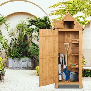 VINGLI Outdoor Wooden Storage Shed, Garden Shed Outside Tool Cabinet with Safety Latch, Patio Storage Organizer with Large Capacity for Garden Yard Lawn Equipment