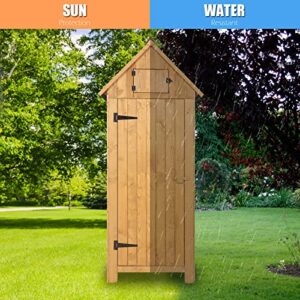 VINGLI Outdoor Wooden Storage Shed, Garden Shed Outside Tool Cabinet with Safety Latch, Patio Storage Organizer with Large Capacity for Garden Yard Lawn Equipment