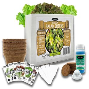 heirloom salad greens seed starter kit by ez-gro | our indoor vegetable garden kit contains 5 different salad seeds | contains everything an indoor vegetable garden kit needs with fertilizer
