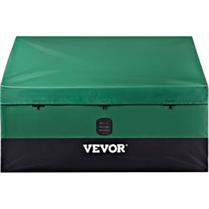 VEVOR Outdoor Storage Box, 100 Gallon Waterproof PE Tarpaulin Deck Box w/Galvanized Frame, All-Weather Protection & Portable, for Camping, Garden, Poolside, and Yard, Black & Green