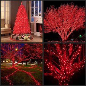 kemooie 500 LED Red Valentines Day Lights, 164FT 8 Twinkle Modes and Memory Function Plug in Waterproof Tree Lights for Garden Tree Outdoor Indoor Valentines Decorations (Red)