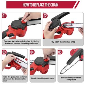 Mini Chainsaw 8 Inch, Cordless Mini Chainsaw Battery Powered with 24V 3.0Ah Batteries and 3 Chains, Brushless Motor, with Automatic Chain Lubrication